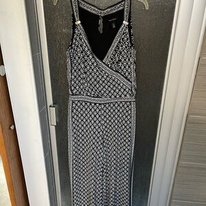 White House Black Market Geometric Black and White Maxi Jumpsuit